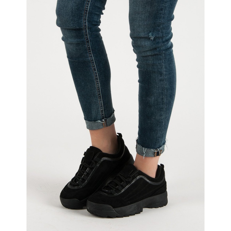 Czarne Zamszowe Sneakersy 1