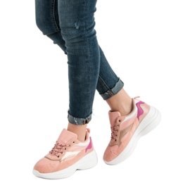 Modne Obuwie Na Platformie różowe 2