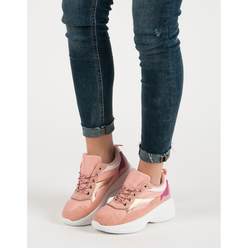 Modne Obuwie Na Platformie różowe 1