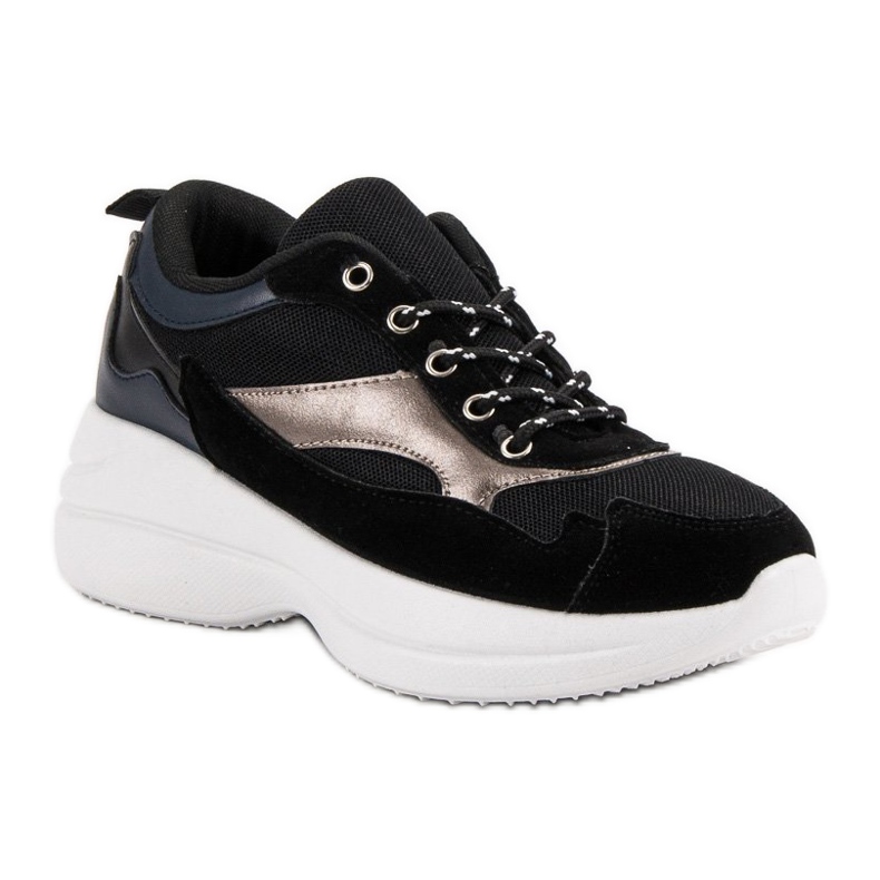 Modne Obuwie Na Platformie czarne 1