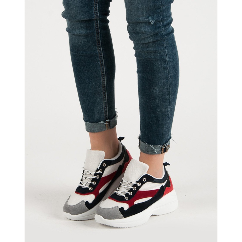 Modne Obuwie Na Platformie białe wielokolorowe 1