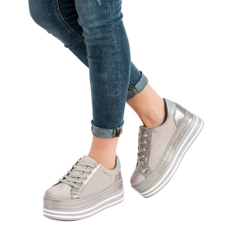 Weide Sneakersy Na Platformie szare 2