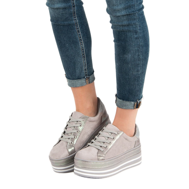 Weide Sneakersy Na Platformie szare 1