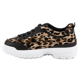 Czarne Sneakersy Animal Print brązowe 1