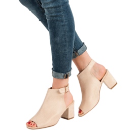 Super Mode Zabudowane Sandały Na Słupku brązowe 2