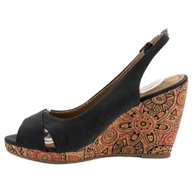 Corina Modne Sandałki Etno czarne 2