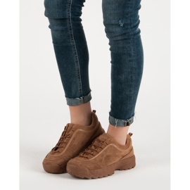 Camelowe Zamszowe Sneakersy brązowe 1