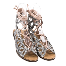 Corina Brokatowe Sandały szare 1