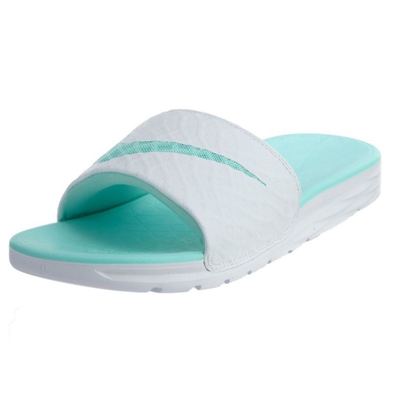 Klapki Nike Benassi Solarsoft Slide 705475-130 białe zielone 1