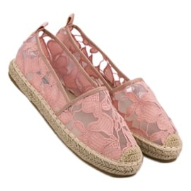 Lucky Shoes Różowe Koronkowe Espadryle 6