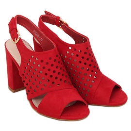 Sandałki ażurowe czerwone WED557 Rojo 2