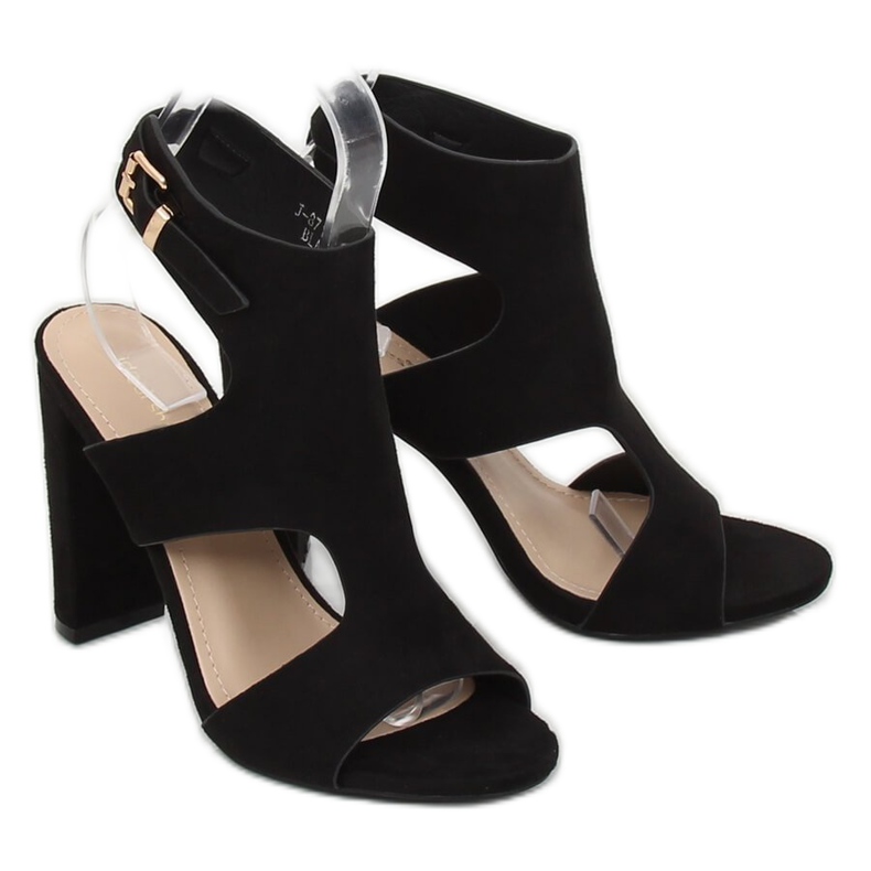 Sandałki na słupku czarne J-8711 Black 1