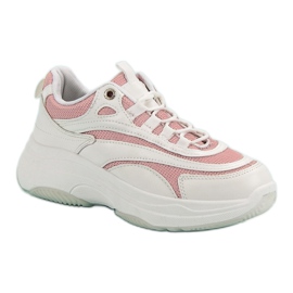 Biało-różowe Sneakersy białe 3