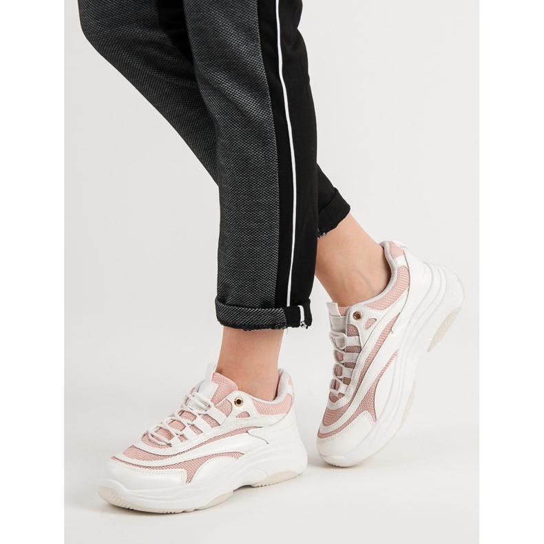 Biało-różowe Sneakersy białe 2
