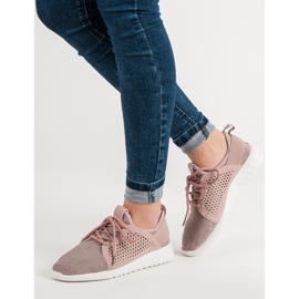 Modne Tekstylne Obuwie fioletowe 1