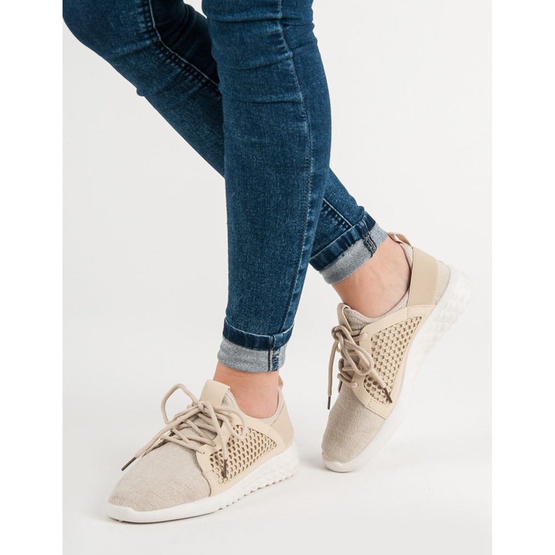 Modne Tekstylne Obuwie brązowe 1