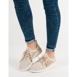 Modne Tekstylne Obuwie brązowe 2