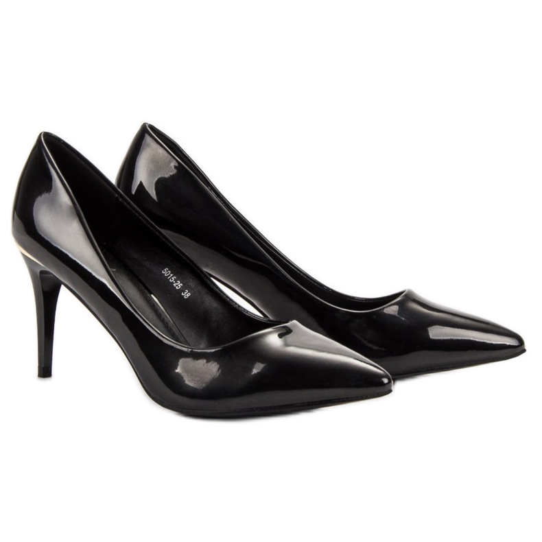 Small Swan Czarne Lakierowane Szpilki 1