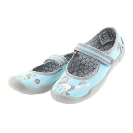 Befado obuwie dziecięce 114X331 konik niebieskie szare 3