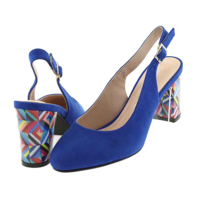 Sandały na słupku Sergio Leone 788 indigo mic niebieskie 4