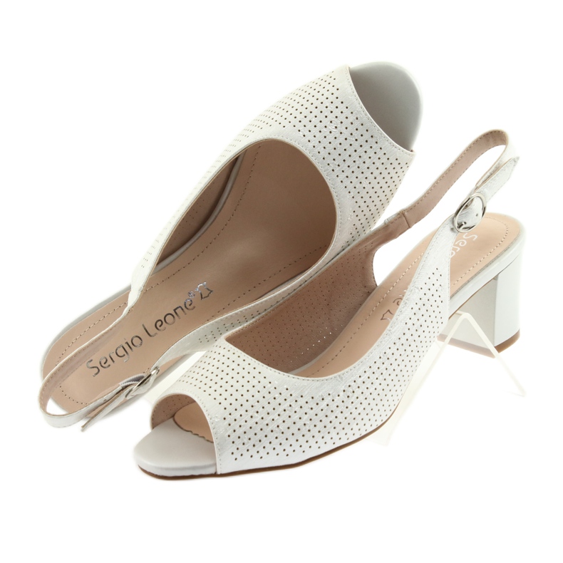 Sandały na słupku Sergio Leone 794 srebrne szare 5