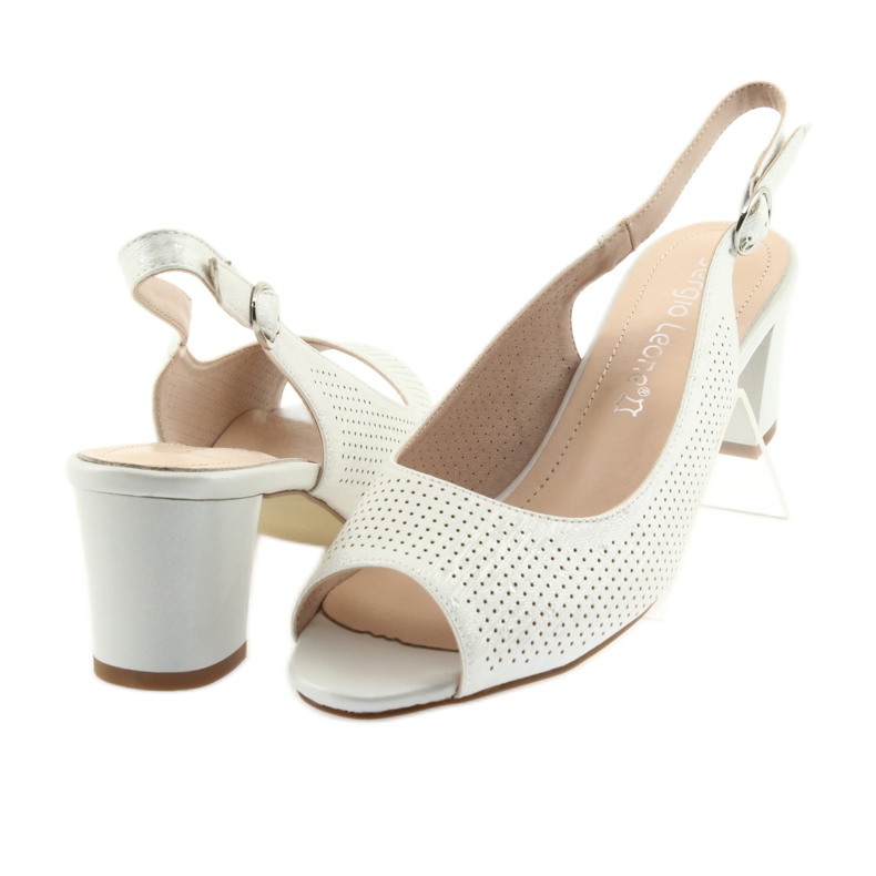 Sandały na słupku Sergio Leone 794 srebrne szare 4