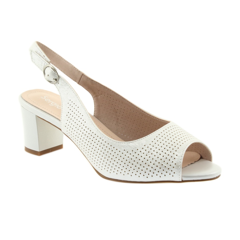 Sandały na słupku Sergio Leone 794 srebrne szare 1