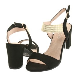 Sandały na słupku Filippo 817 czarne/złote żółte 4