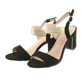 Sandały na słupku Filippo 817 czarne/złote żółte 3