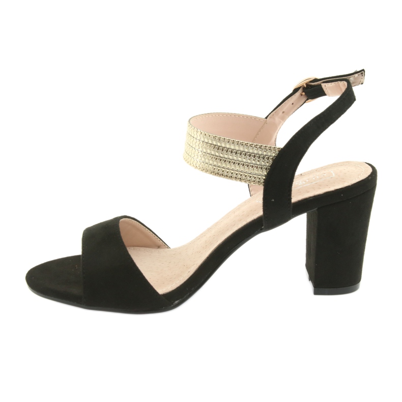 Sandały na słupku Filippo 817 czarne/złote żółte 2