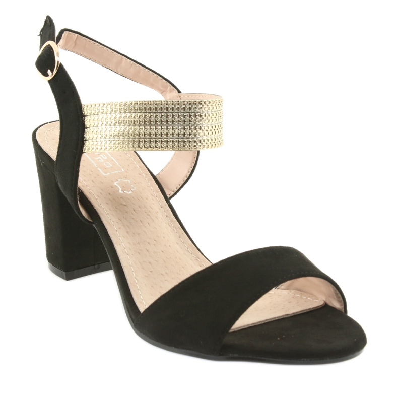 Sandały na słupku Filippo 817 czarne/złote żółte 1