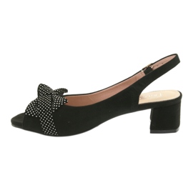 Sandały kokarda Filippo 788 czarne/kropki białe 2