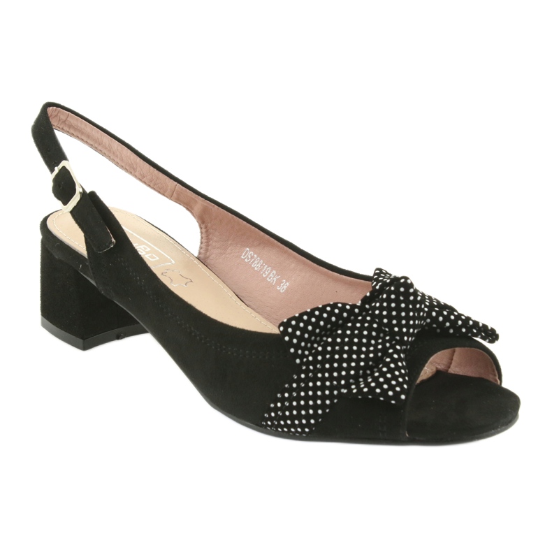 Sandały kokarda Filippo 788 czarne/kropki białe 1