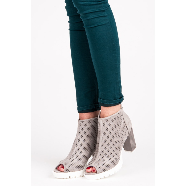 Vices Ażurowe Botki Open Toe szare 1