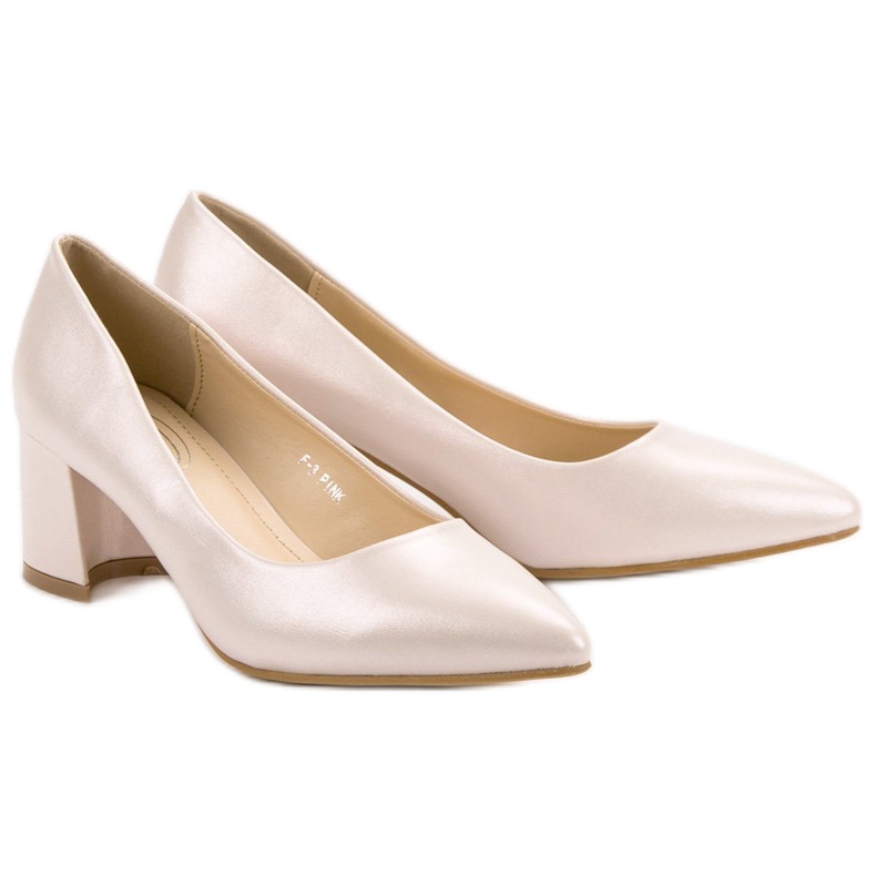 Czółenka Na Słupku brązowe różowe 1