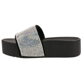 Marquiz Modne Klapki Na Platformie czarne szare 1