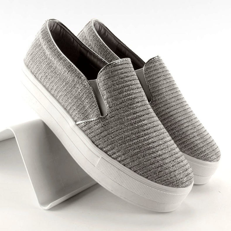 Slip-on prążkowany materiał T225P Silver szare 1