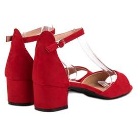 Super Mode Czerwone Sandały Na Obcasie 6