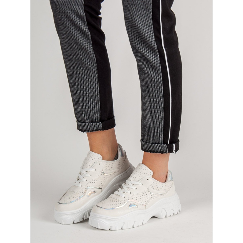 Białe Sneakersy Z Efektem Holo 2