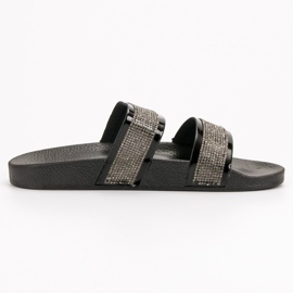 Seastar Czarne Klapki Z Kryształkami 1