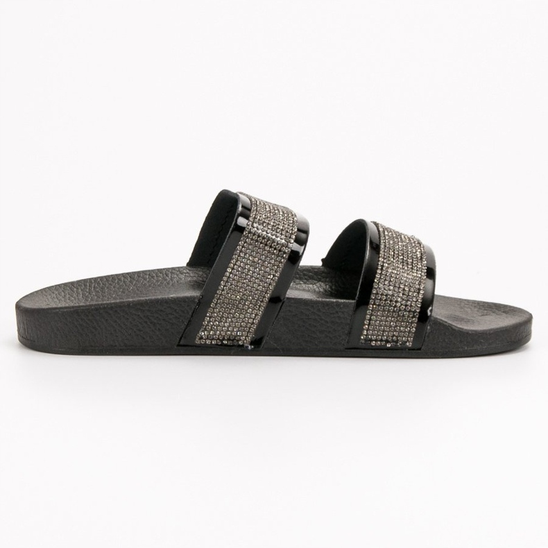 Seastar Czarne Klapki Z Kryształkami 1