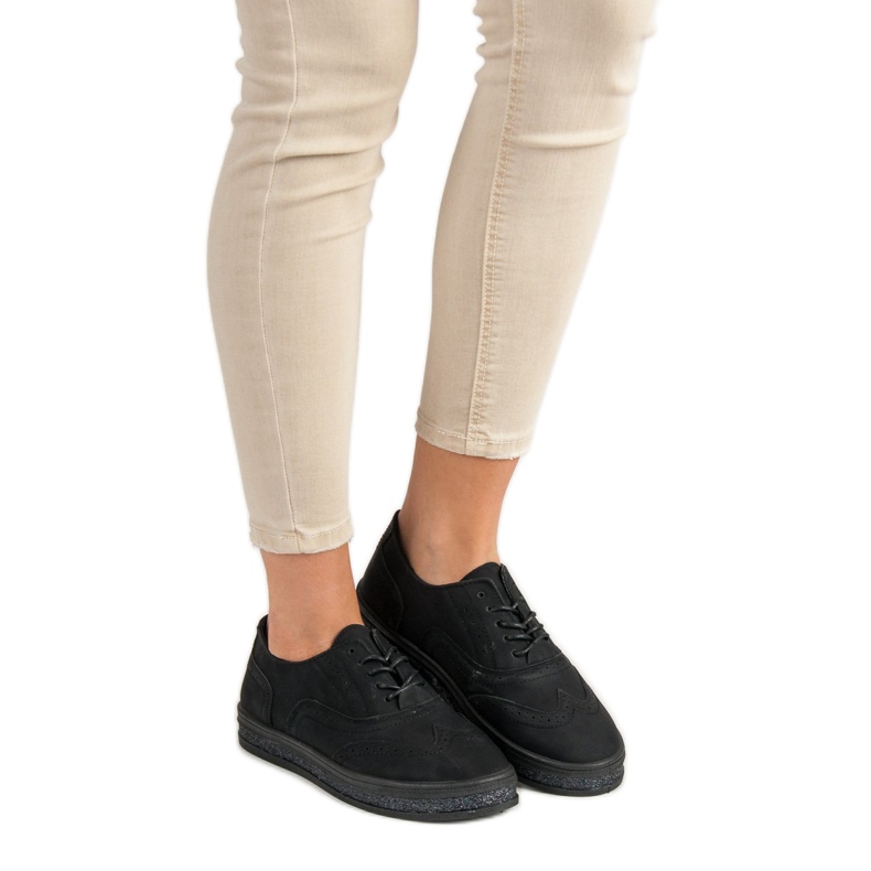 SHELOVET Czarne Półbuty 2