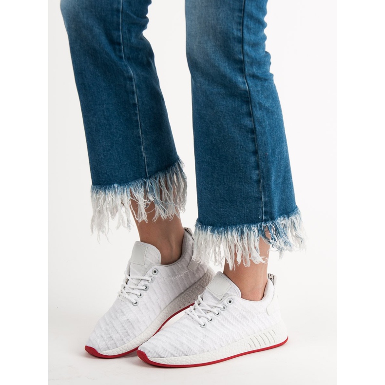 SHELOVET Modne Tekstylne Obuwie białe 1