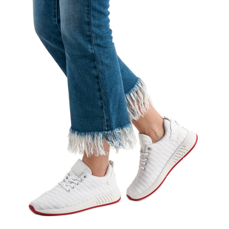 SHELOVET Modne Tekstylne Obuwie białe 2