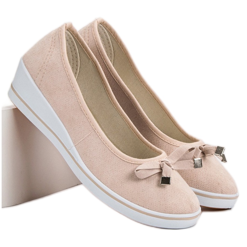 SHELOVET Czółenka Na Koturnie brązowe 2