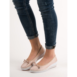 SHELOVET Baleriny Na Koturnie brązowe 1