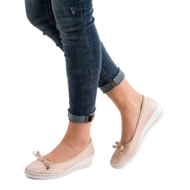 SHELOVET Baleriny Na Koturnie brązowe 2