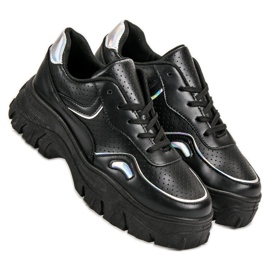 SHELOVET Czarne Sneakersy Z Efektem Holo 3