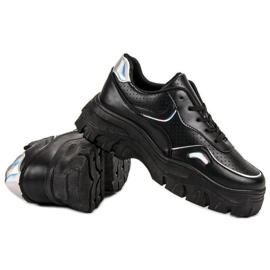 SHELOVET Czarne Sneakersy Z Efektem Holo 6