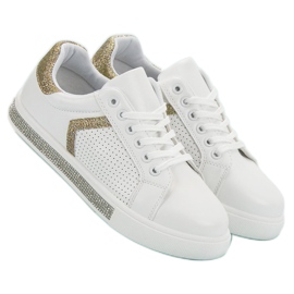 Ideal Shoes Buty Sportowe Z Cyrkoniami białe 1